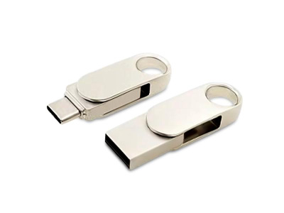 USB 3.0- флешка Uranium на 32 Гб с поворотным механизмом и дополнительным разъемом Type-C