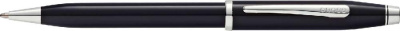 Шариковая ручка Cross Century II Black lacquer,   с отделкой родием