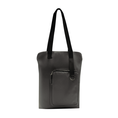 Шоппер Superbag Pocket, с внутренним креплением-карабин и чехлом для мелочей (серый с черным)